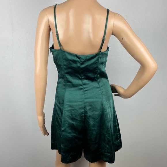 ENDLESS ROSE GREEN SATIN BUTTON FRONT ROMPER - Picture 6 of 8